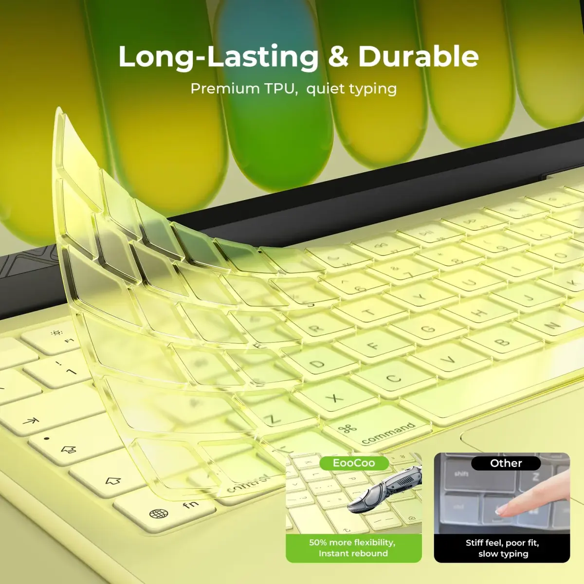 EooCoo Citrus Clear TPU Keyboard Skin for MacBook Neo/Pro 13/14/15/16, Air 13/15, US Layout | Ultra-Thin & Washable - view 2
