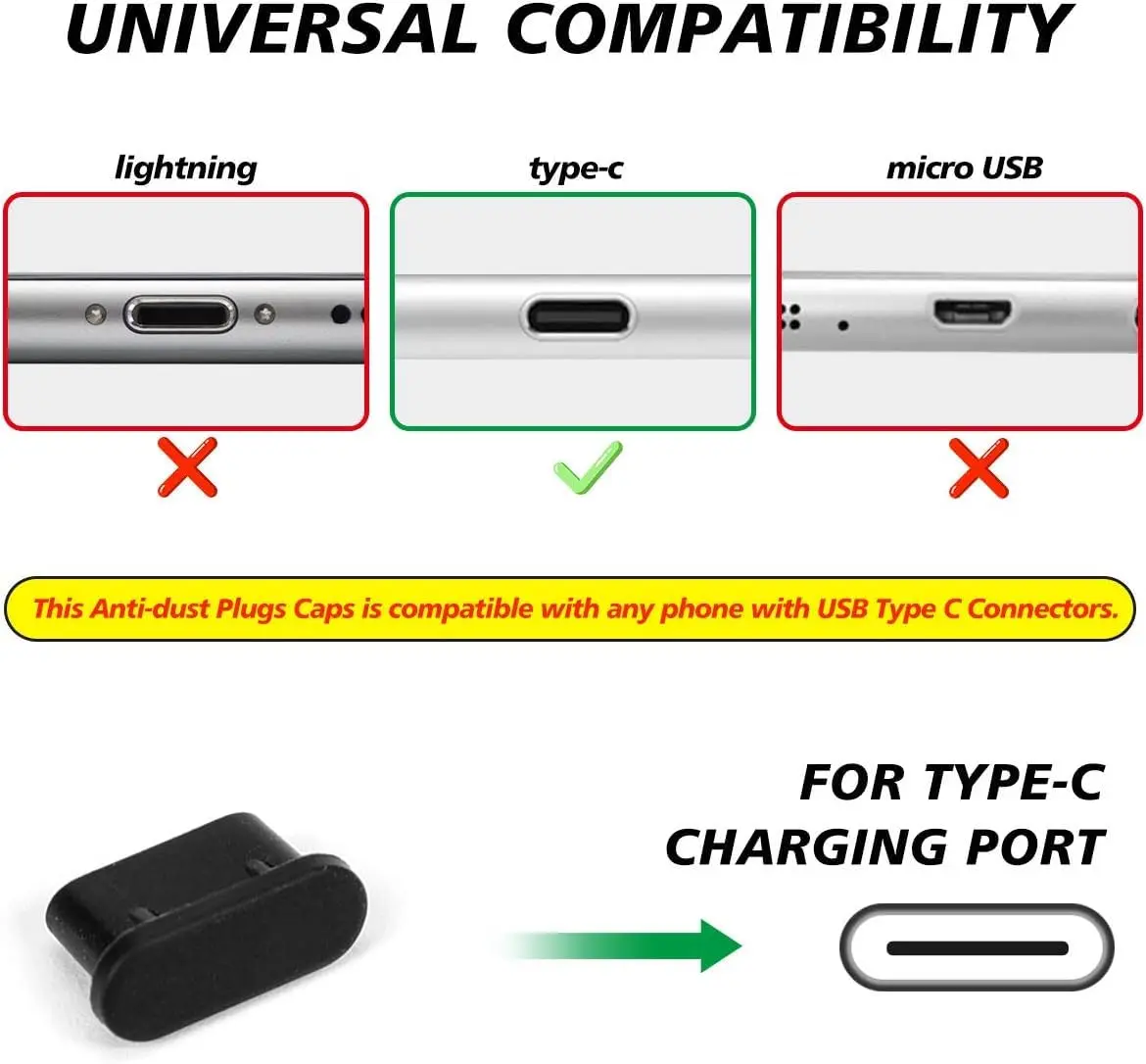CaseBuy USB C Dust Plugs & Port Cleaners (20 Pairs) | Protects All Type-C Devices - view 2