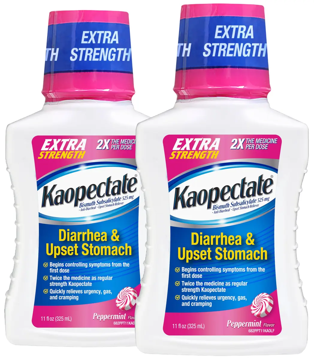 Kaopectate Extra Strength Diarrhea Relief Liquid 8oz (2 Pack) Peppermint Formula for Fast Digestive Support - main product image