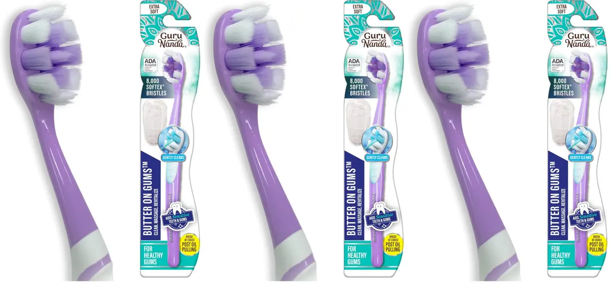 GuruNanda Butter on Gums Toothbrush 3-Pack | ADA Accepted for Sensitive Gums with 8000+ Ultra Soft Bristles - main product image