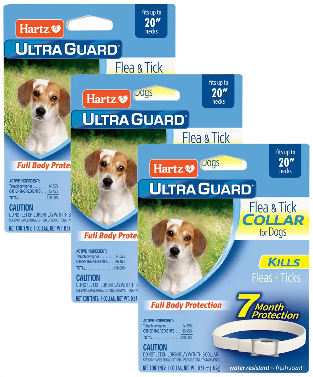 Hartz UltraGuard Flea & Tick Collar for Dogs & Puppies, 7-Month Protection, White, Up to 20 Inch Neck (3-Pack) - main product image