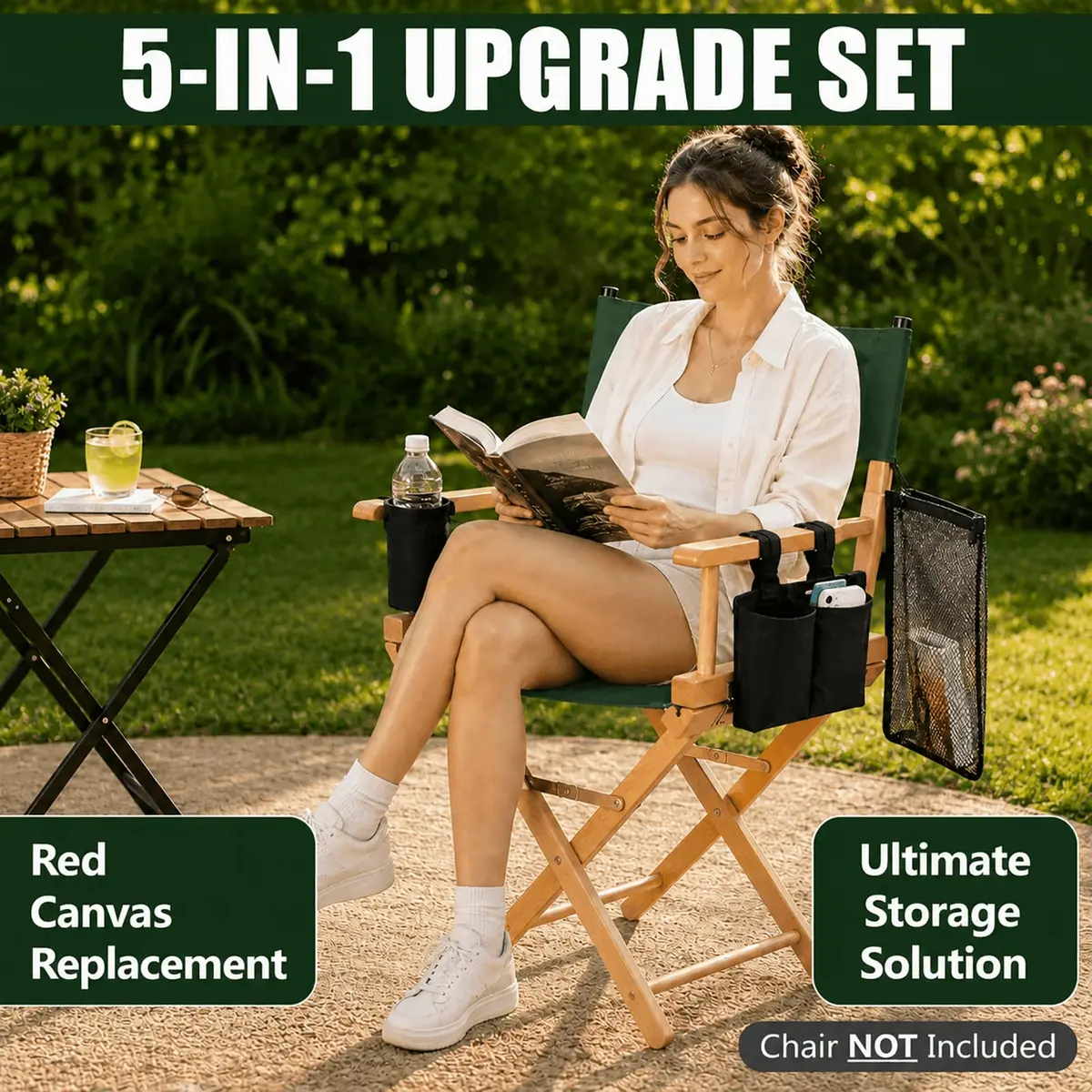 STAY GENT Director Chair Replacement Canvas Set with Storage Bags - Green | 5-in-1 Upgrade for Makeup Artist Chairs - view 8