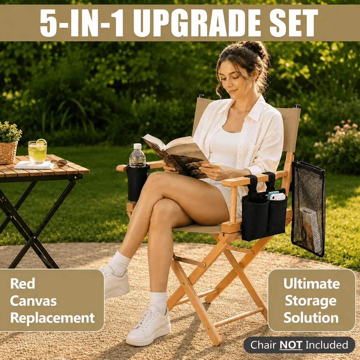 STAY GENT Director Chair Replacement Canvas Set with Storage Bags - Khaki | 5-in-1 Kit for Makeup Artist Chairs - view 8