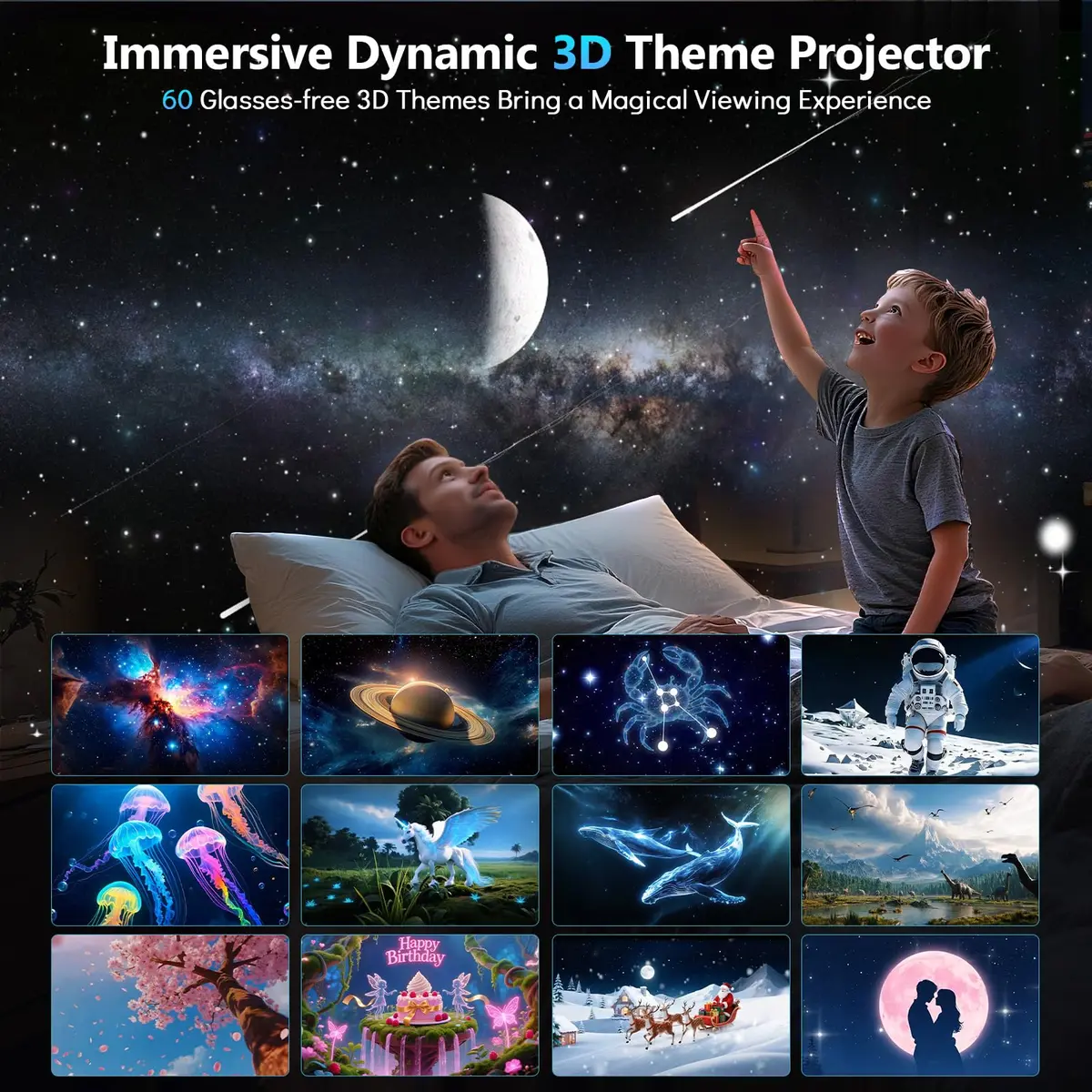Rossetta 3D Projector with 60 Scenes | Galaxy Star Projector for Room Decor - view 2
