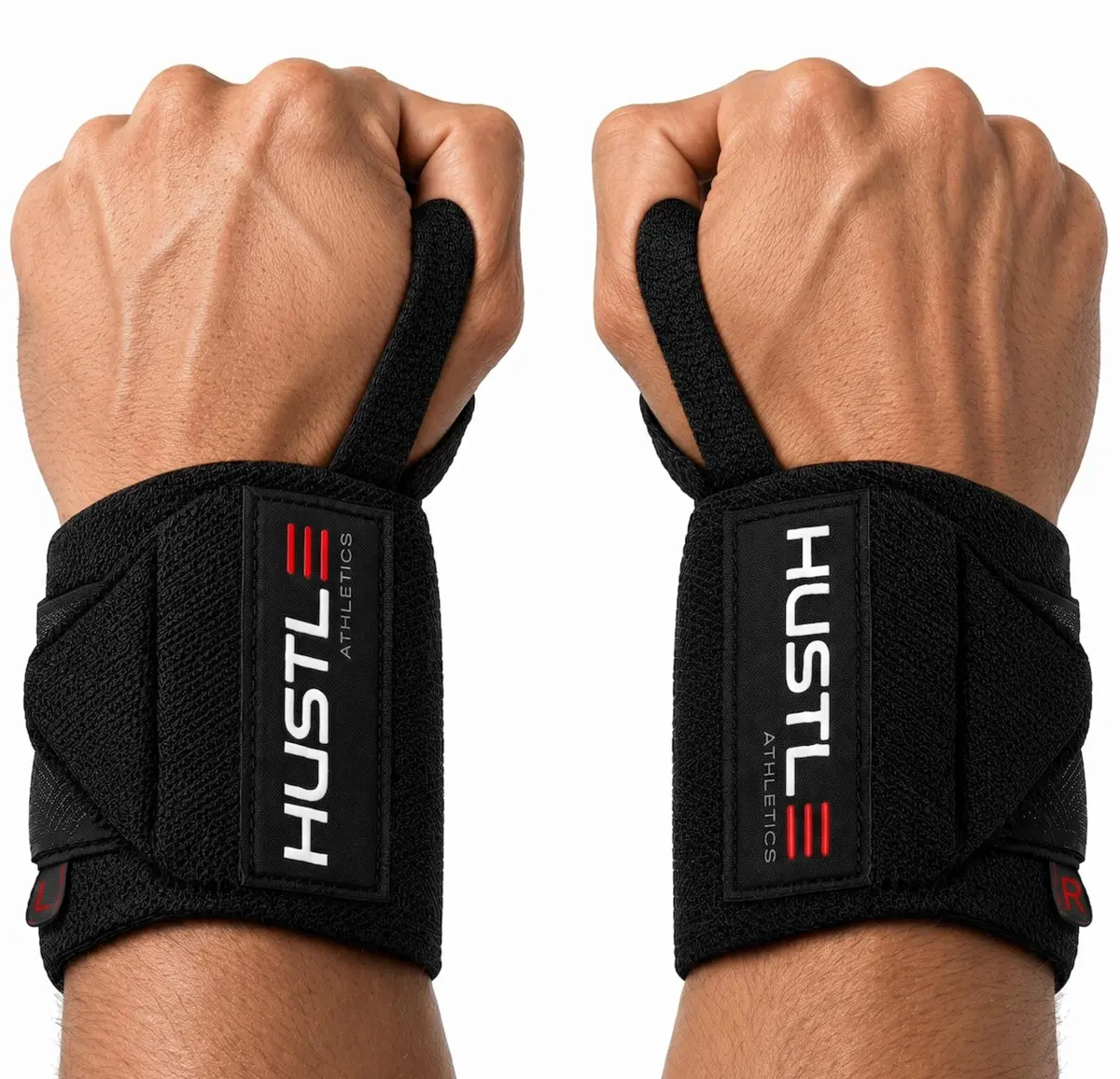 Hustle Athletics Wrist Wraps for Weightlifting 18" | USPA-Approved Heavy-Duty Gym Wraps for Men & Women - main product image