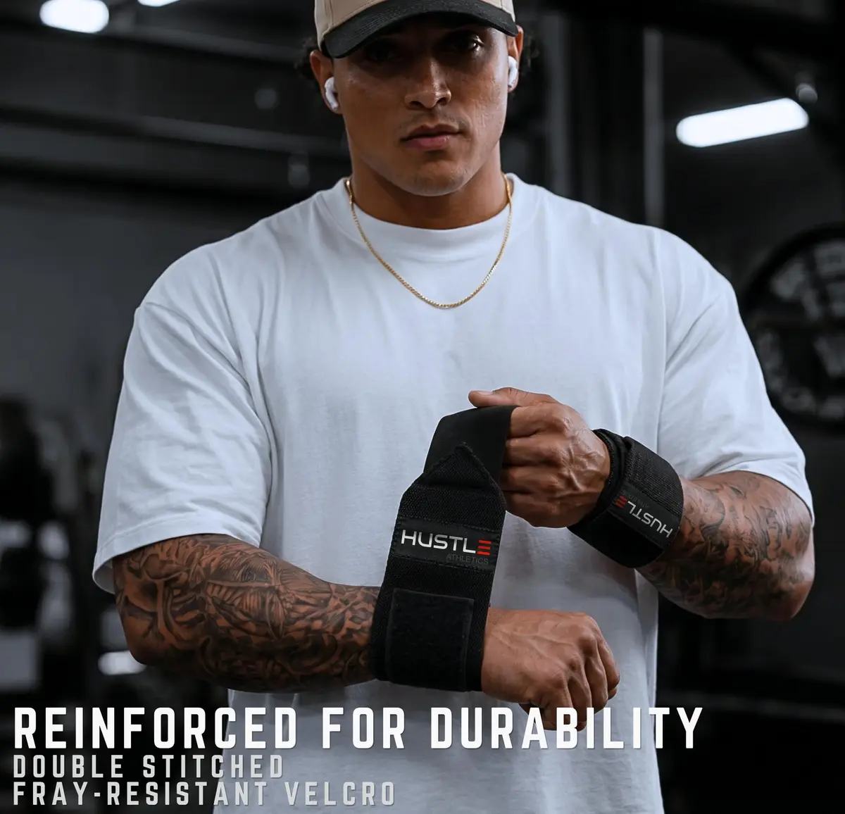 Hustle Athletics Wrist Wraps for Weightlifting 18" | USPA-Approved Heavy-Duty Gym Wraps for Men & Women - view 2