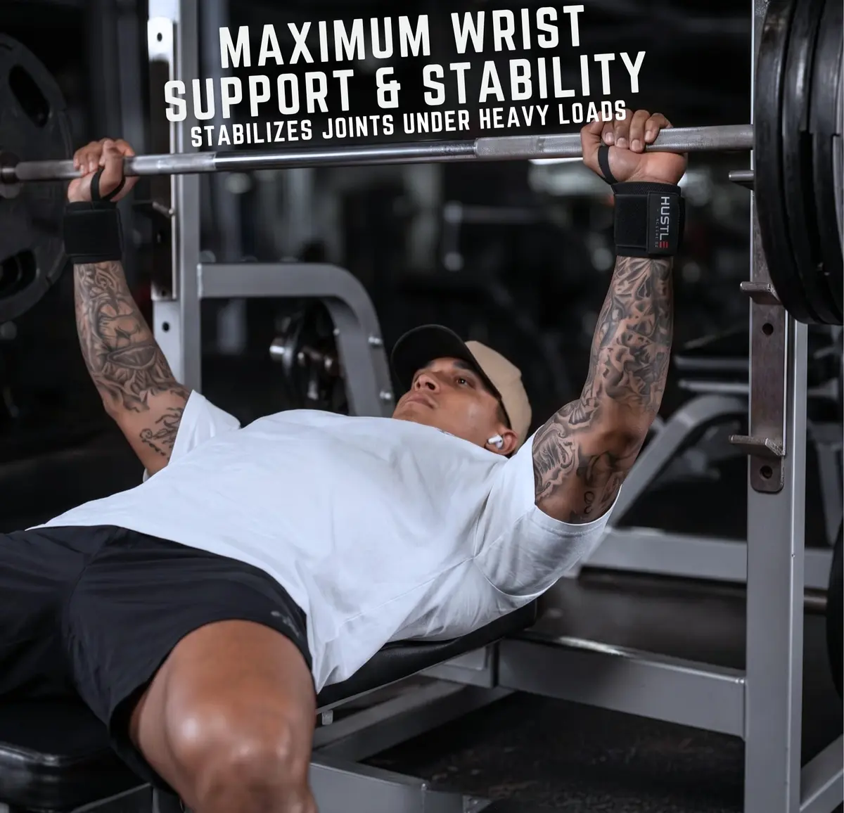 Hustle Athletics Wrist Wraps for Weightlifting 18" | USPA-Approved Heavy-Duty Gym Wraps for Men & Women - view 3
