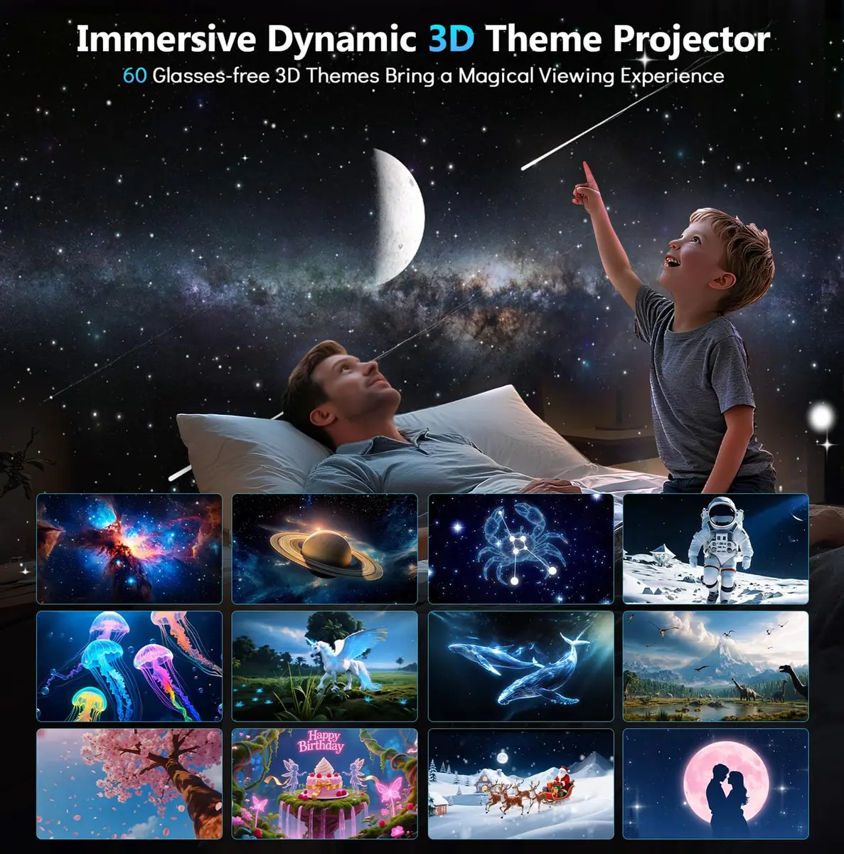 Rossetta 3D Projector with 60 Scenes | Galaxy Star Projector for Room Decor - view 2