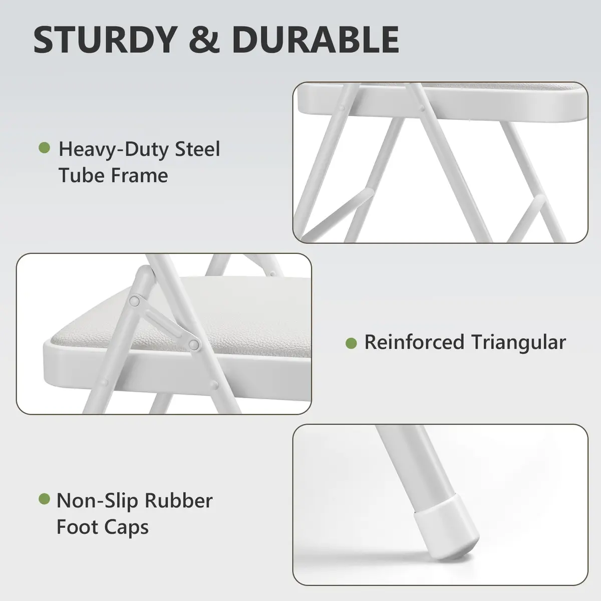 FurniEdge Padded Folding Chairs 2 Pack | Heavy Duty PU Leather Indoor & Outdoor Support - view 6