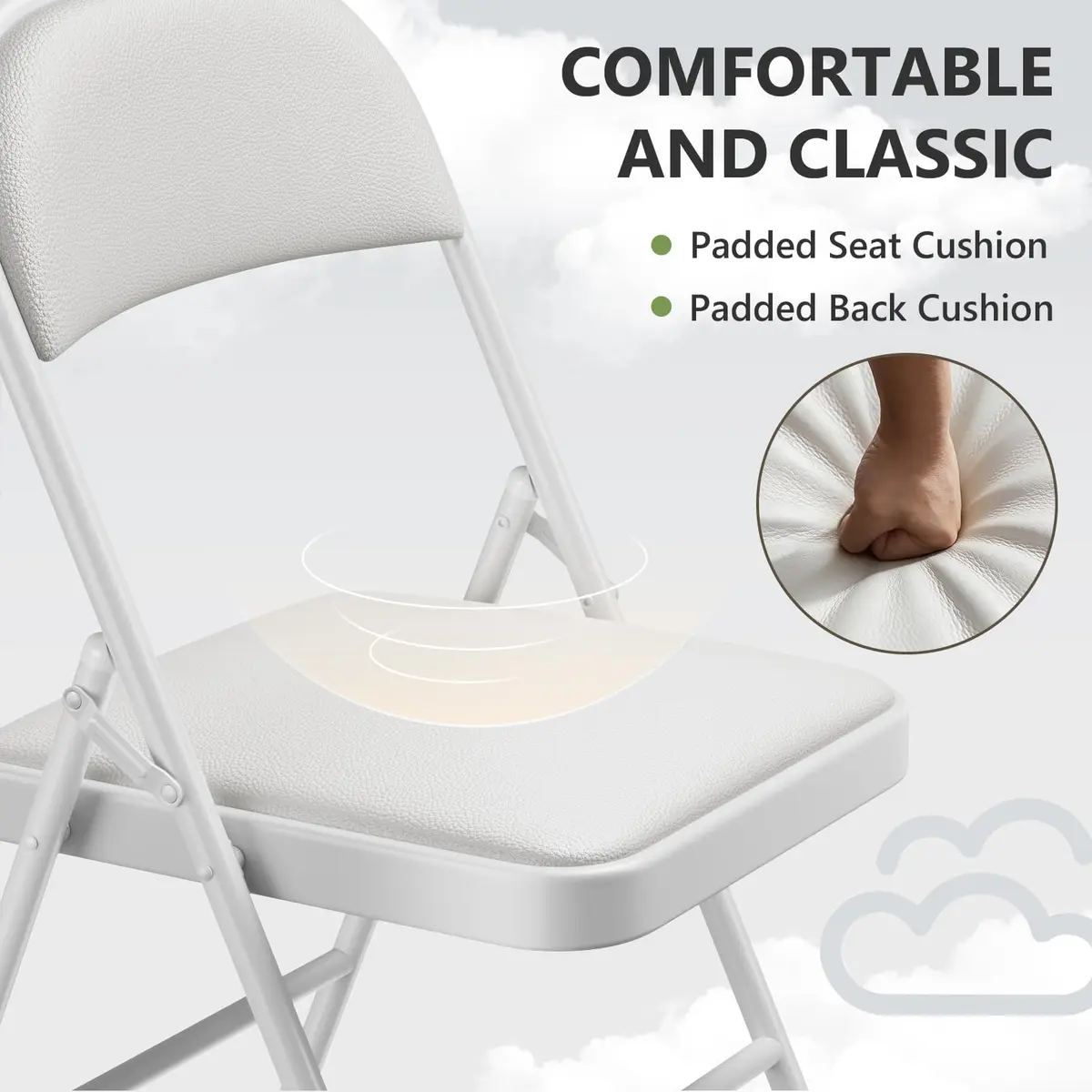 FurniEdge Padded Folding Chairs 2 Pack | Heavy Duty PU Leather Indoor & Outdoor Support - view 2