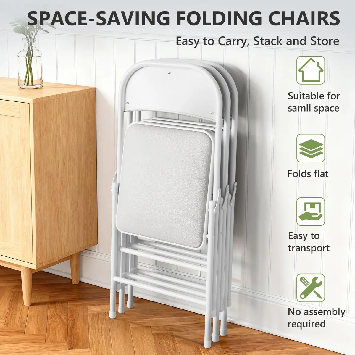 FurniEdge Padded Folding Chairs 2 Pack | Heavy Duty PU Leather Indoor & Outdoor Support - view 4