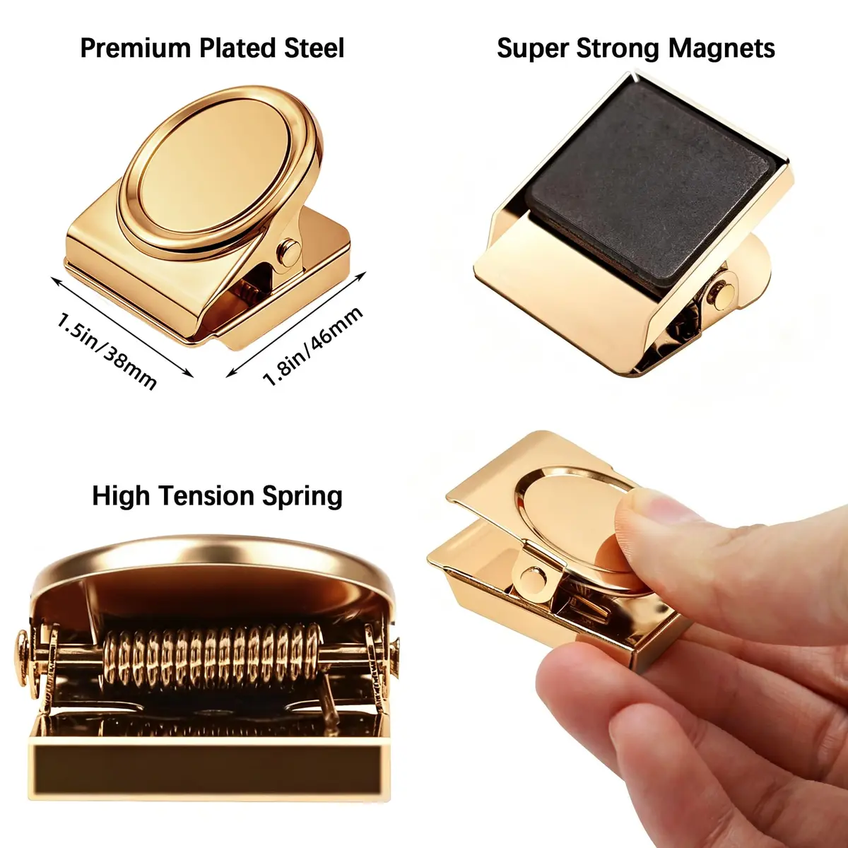 Thimmamma Magnetic Clips 1.5 inch | Heavy Duty Metal Magnet Clips for Whiteboard & Fridge - view 2