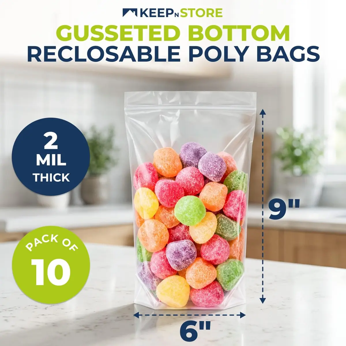 Keep N Store Food Storage Bags 6" x 9" | Reclosable, 8 oz Capacity, Pack of 10 - view 2