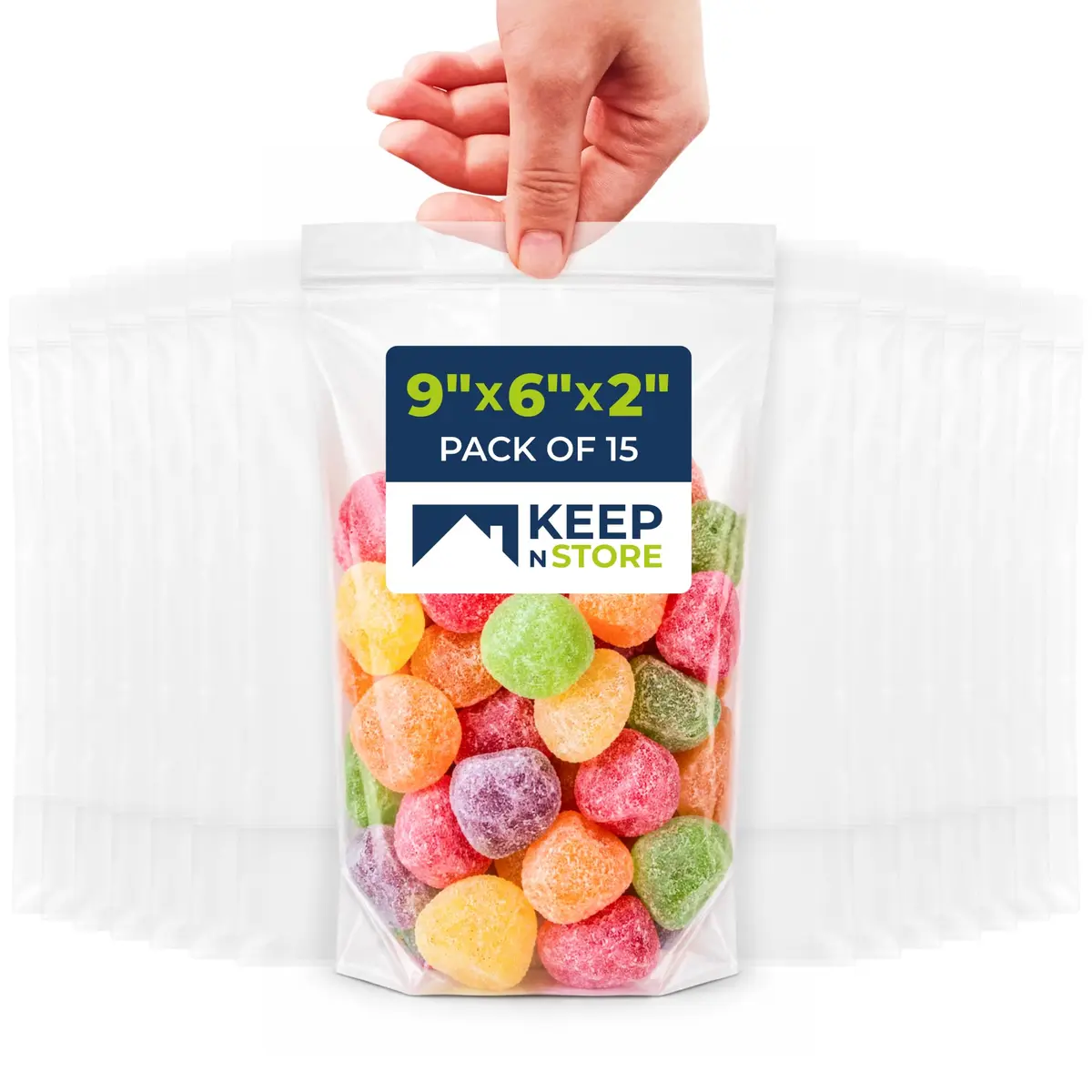 Keep N Store Food Storage Bags 6" x 9" | Reusable, Freezer Safe, 8 oz Capacity - main product image