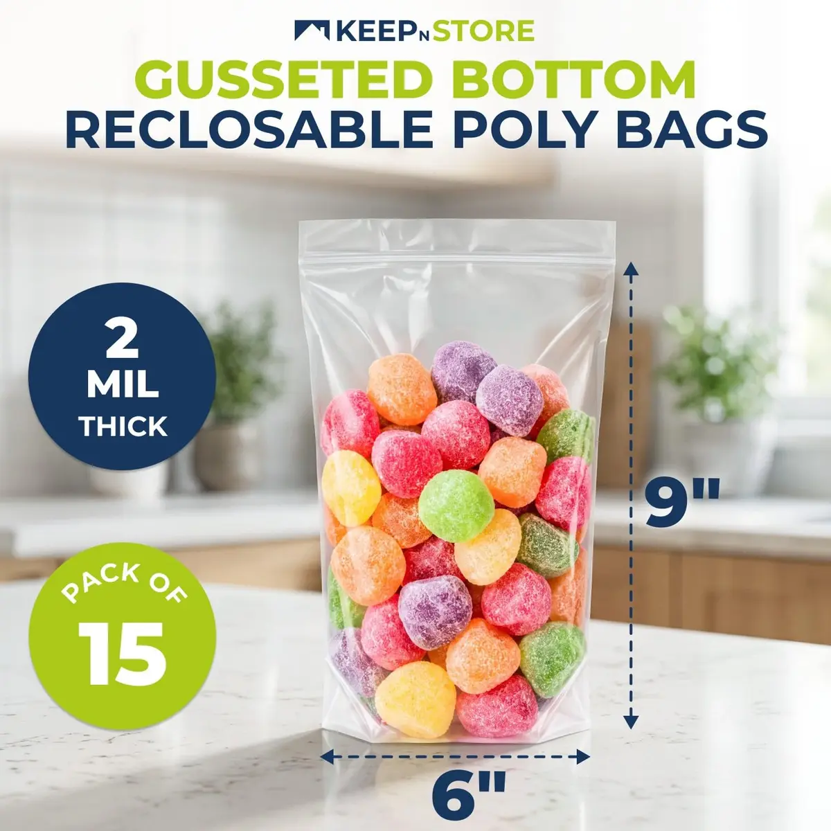 Keep N Store Food Storage Bags 6" x 9" | Reusable, Freezer Safe, 8 oz Capacity - view 2
