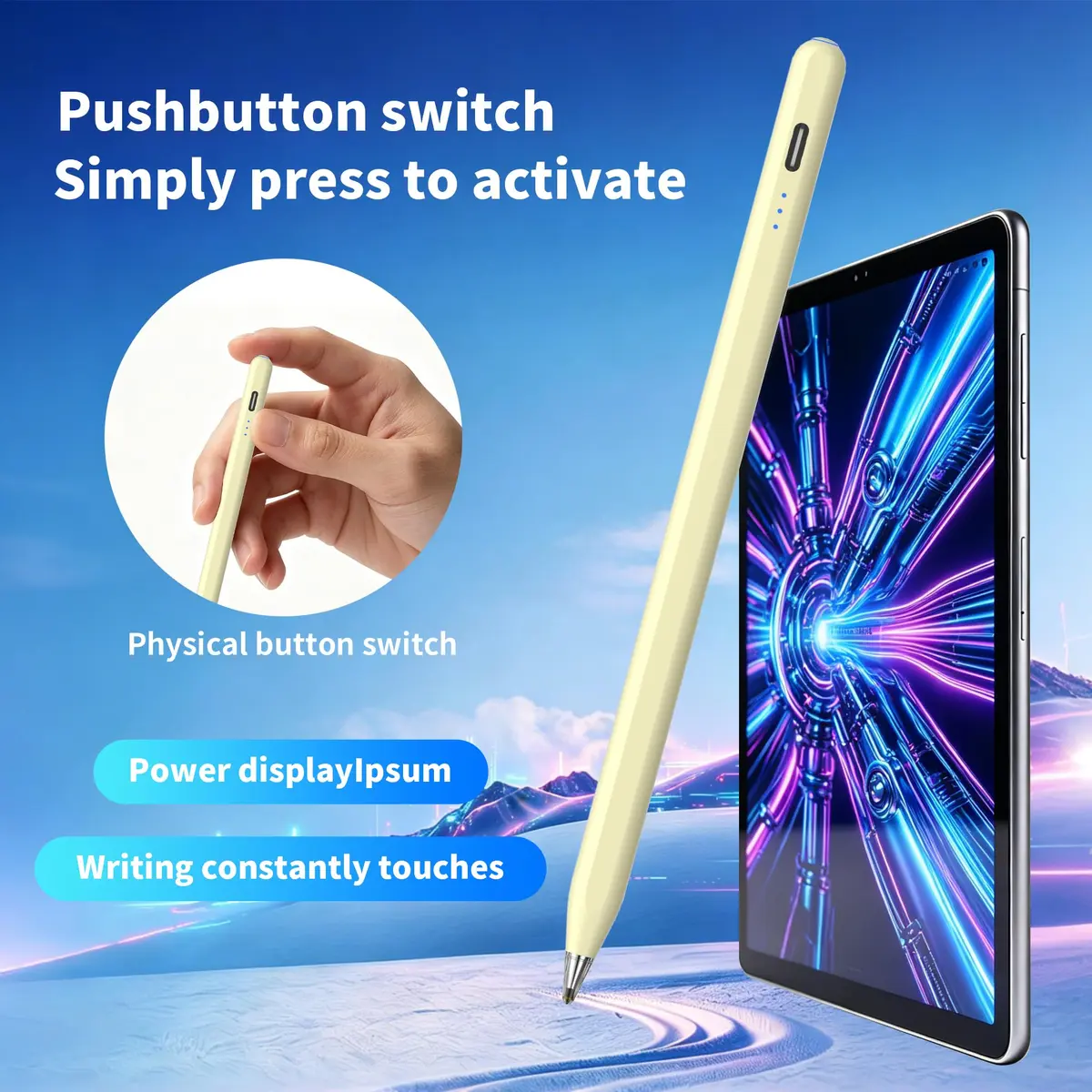 YJSK Input Pen for Samsung Galaxy Tablets | Precise, Fast Charging & Auto Sleep (Yellow) - view 2