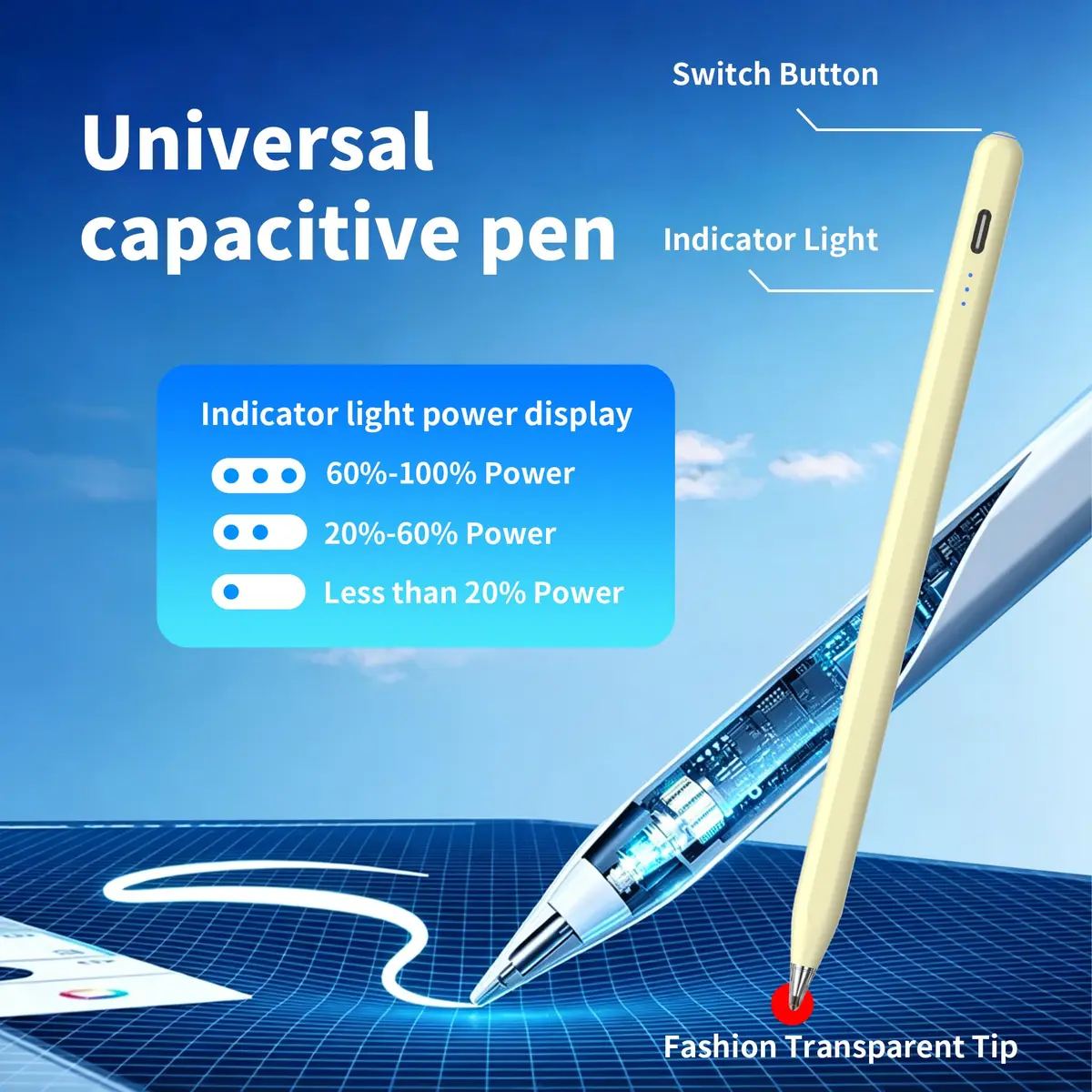 YJSK Input Pen for Samsung Galaxy Tablets | Precise, Fast Charging & Auto Sleep (Yellow) - view 3
