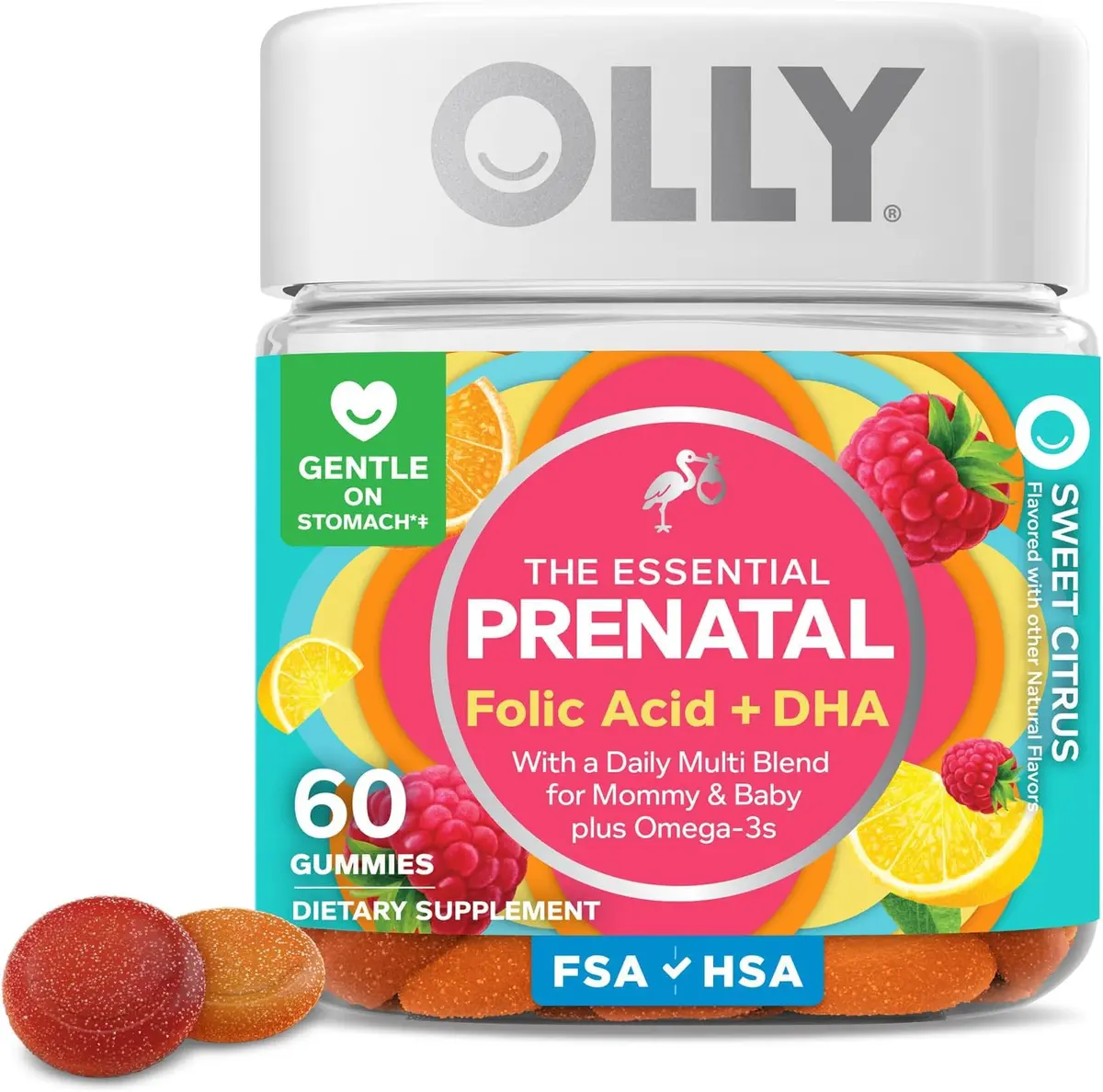 OLLY Prenatal Multivitamin Gummy Daily Blend for Mommy & Baby 720 Count (Pack of 12) | Supports Cellular Energy & Baby's Development - main product image