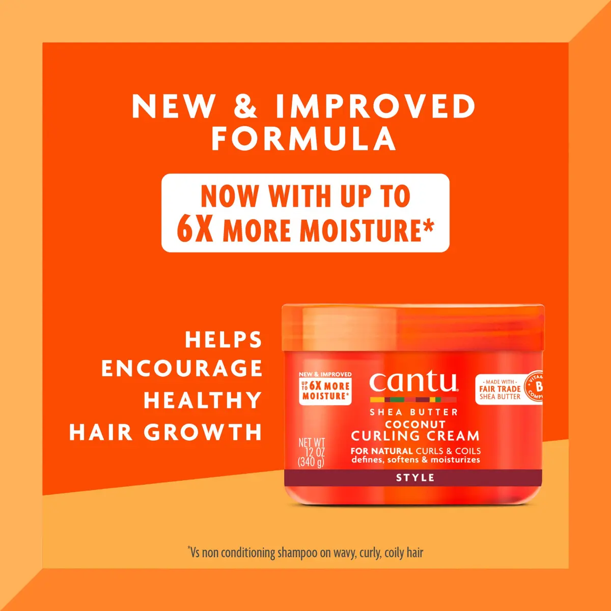 Cantu Coconut Curling Cream with Shea Butter for Natural Hair, 12 oz (144 fl oz) | Defines Curls for Type 3 & 4 Hair - view 2