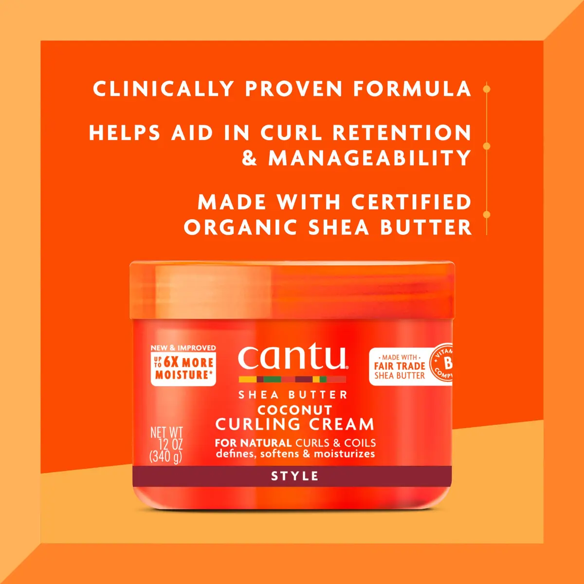 Cantu Coconut Curling Cream with Shea Butter for Natural Hair, 12 oz (144 fl oz) | Defines Curls for Type 3 & 4 Hair - view 3