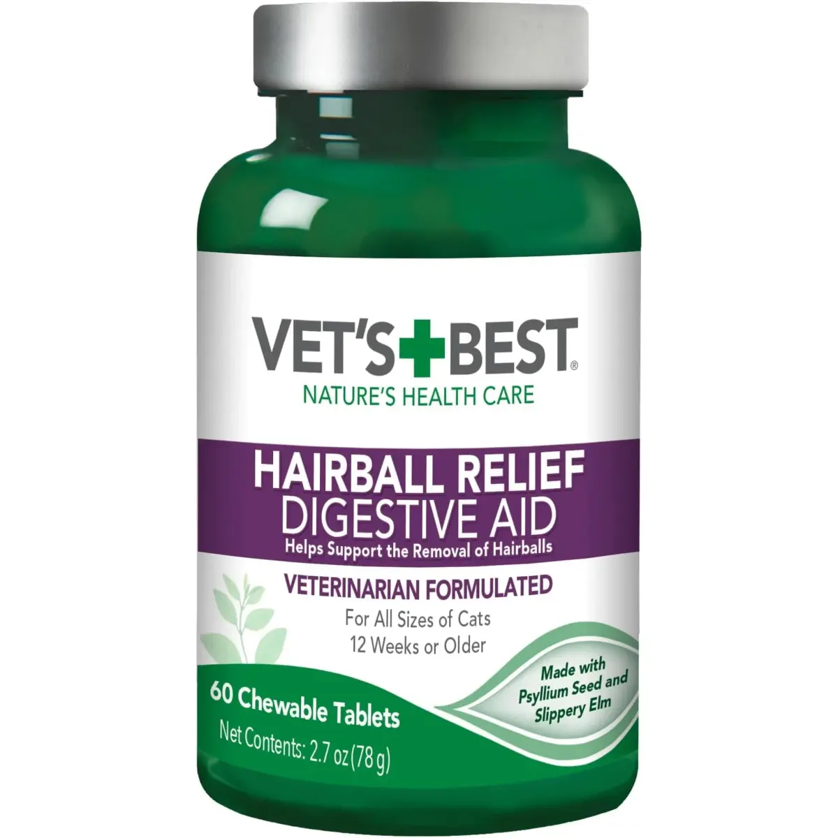 Vet's Best Cat Hairball Relief Digestive Aid Chewable Tablets 720 Count (Pack of 12) | Vet Formulated Hairball Support Remedy - main product image