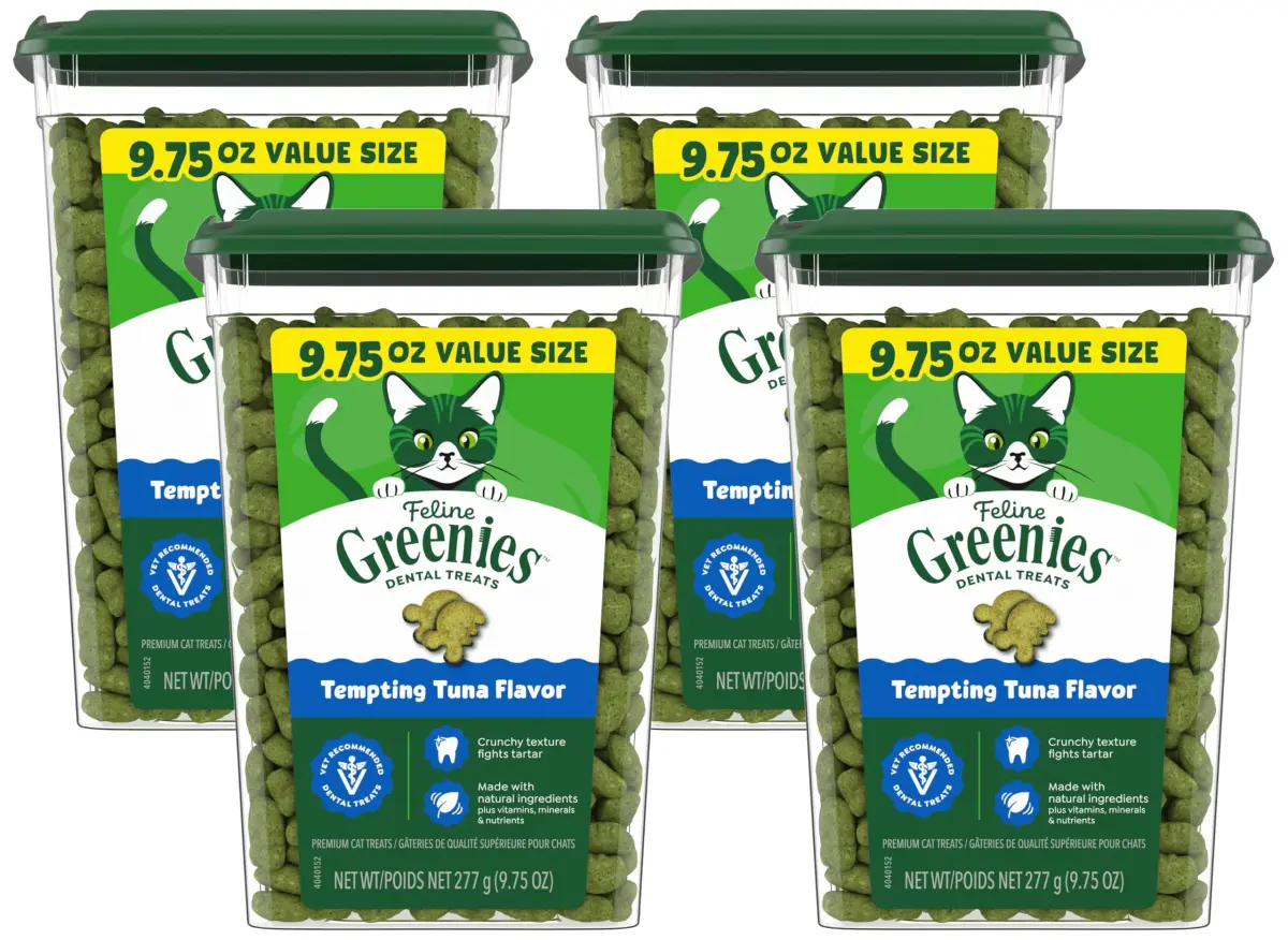 Greenies Tempting Tuna Flavor Adult Dental Cat Treats 39 oz (1106 g) | Veterinarian-Recommended Oral Care - main product image