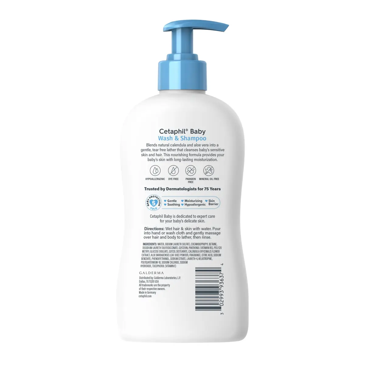 Cetaphil Baby Wash & Shampoo 13.5oz Pack of 12 Hypoallergenic Soap Free for Sensitive Skin - view 8