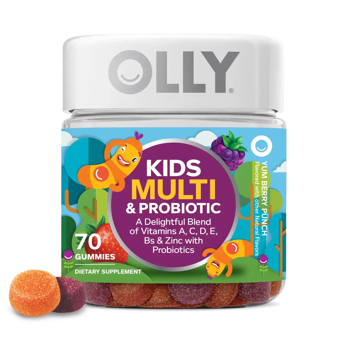 OLLY Kids Multivitamin & Probiotic Gummy, Berry Flavored, 840 Count (2.27 kg) | Digestive Support for Children - main product image