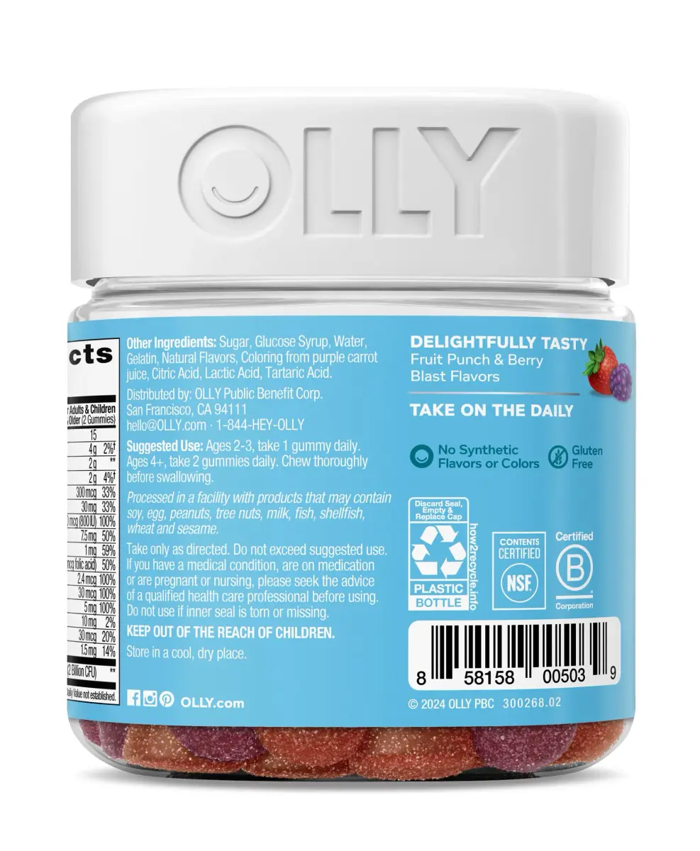OLLY Kids Multivitamin & Probiotic Gummy, Berry Flavored, 840 Count (2.27 kg) | Digestive Support for Children - view 8