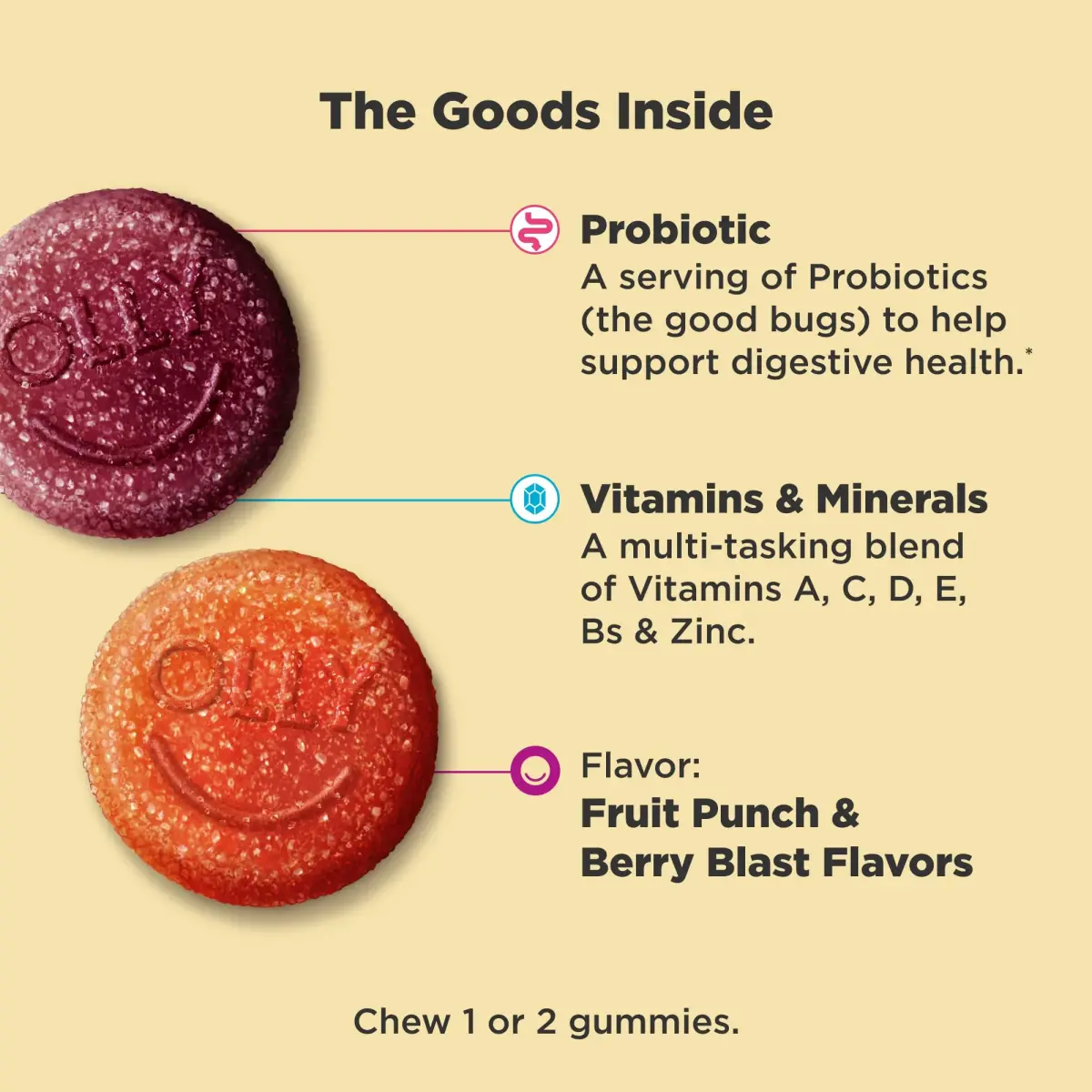 OLLY Kids Multivitamin & Probiotic Gummy, Berry Flavored, 840 Count (2.27 kg) | Digestive Support for Children - view 2