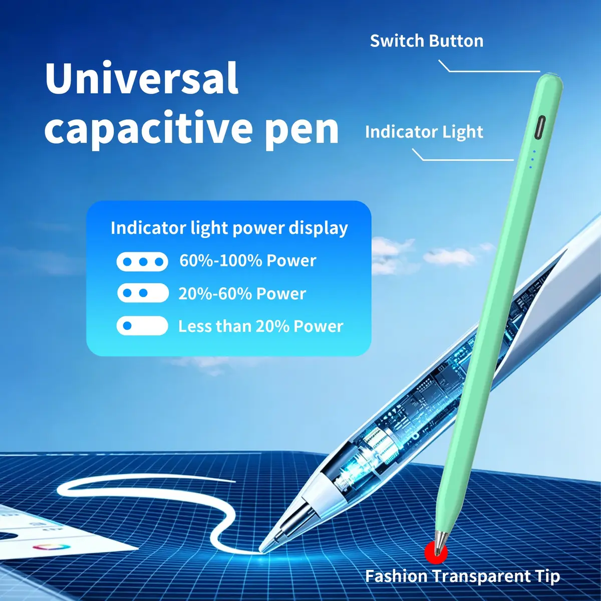 YJSK Galaxy Tab A11+ Stylus Pen for Samsung Tablets | Precise, Fast Charging, Auto Sleep (Green) - view 3