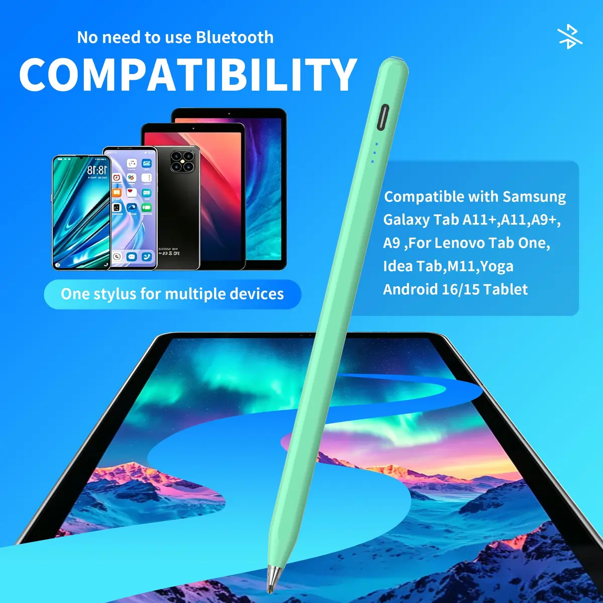 YJSK Galaxy Tab A11+ Stylus Pen for Samsung Tablets | Precise, Fast Charging, Auto Sleep (Green) - view 4