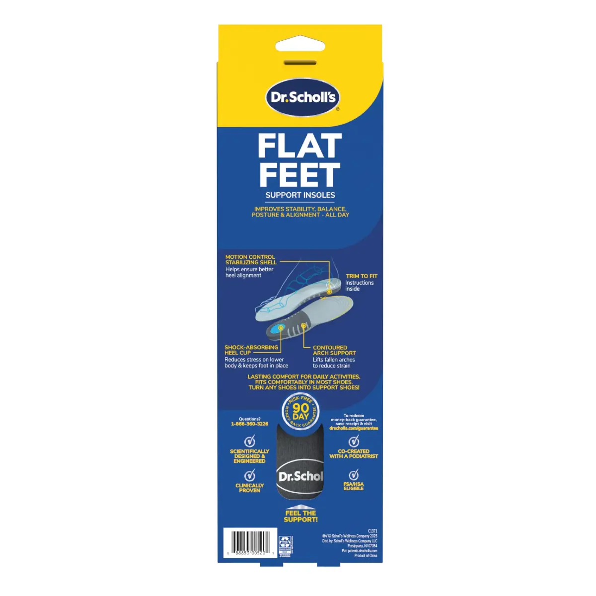 Dr. Scholl's Flat Feet Support Insoles for Men, Size 8-14 (12-Pack) | FDA Approved Arch Support for Overpronation - view 9