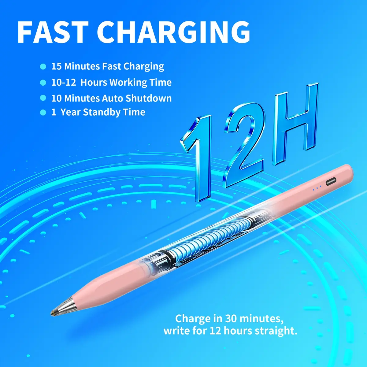 YJSK Rechargeable Stylus Pen for Samsung Galaxy Tab A11+/A11/A9+/A9 & Android Tablets, Precise Writing Pencil, 12-Hr Use, Auto Sleep, Pink - view 5