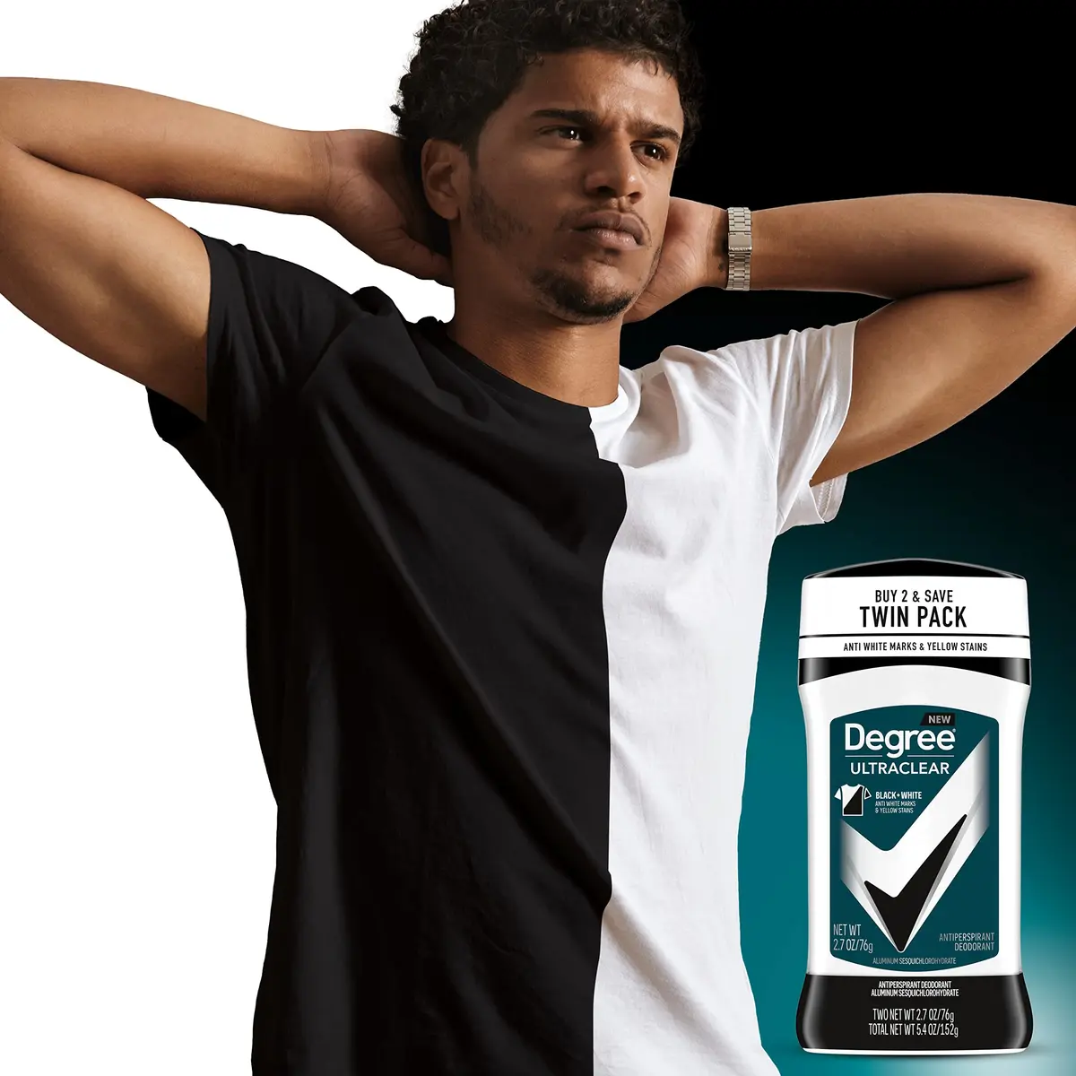 Degree Men UltraClear Black+White Antiperspirant Deodorant 72-Hour Protection 77.4 ml (2.7 oz) | Prevents Stains on Black & White Clothing - view 5