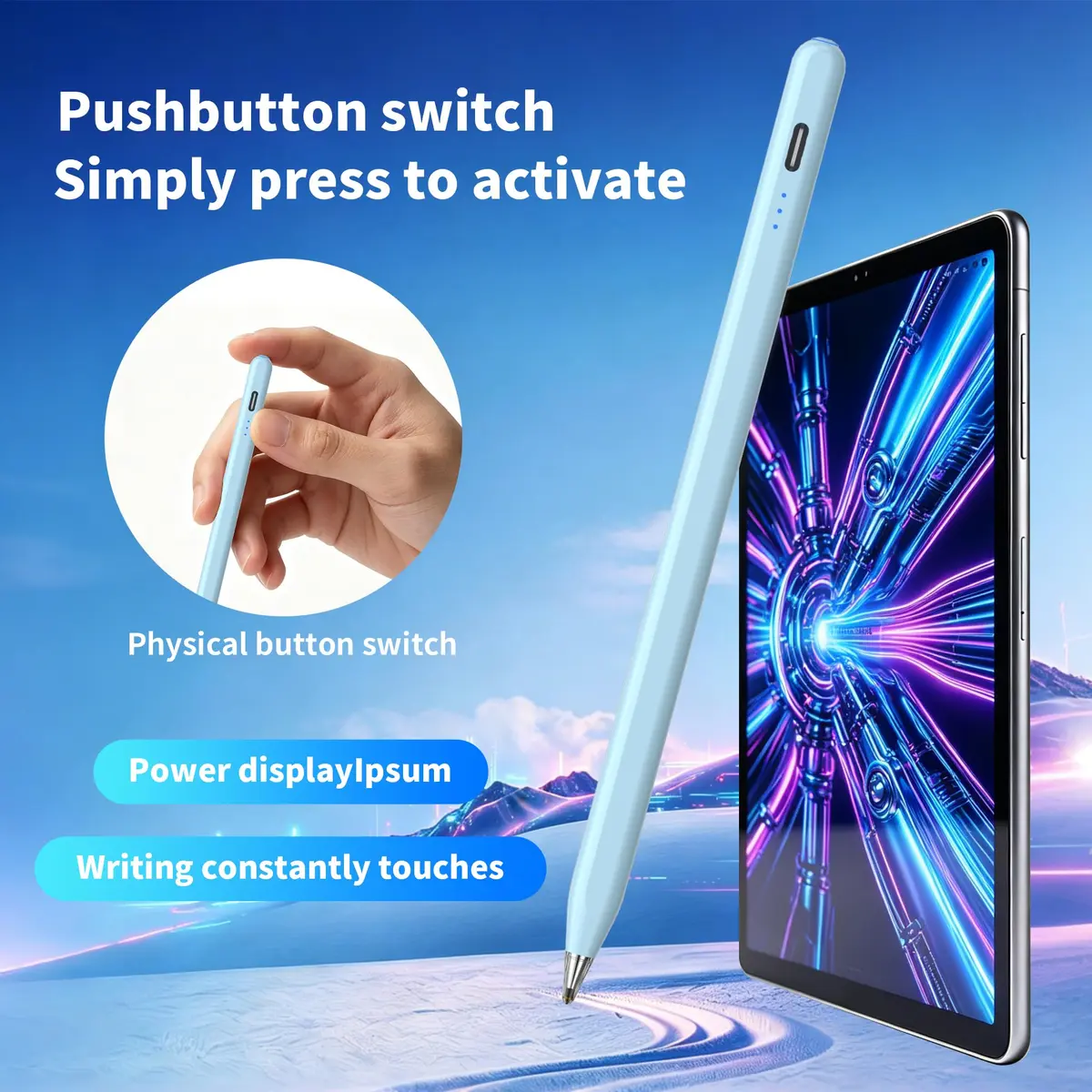 YJSK Rechargeable Stylus Pen for Samsung Galaxy Tablets | Precise, Fast Charging, Auto Sleep (Blue) - view 2