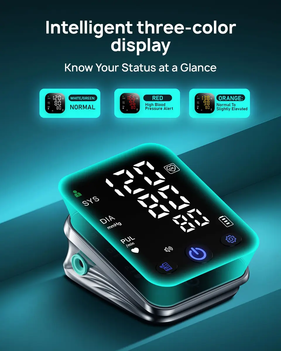 RunStar Smart Blood Pressure Monitor BP-206 with iOS & Android App | 20.3cm-42cm (8.6''-16.5'') Cuff, 12.7cm (5.0'') Display, 5-Month Battery - view 3