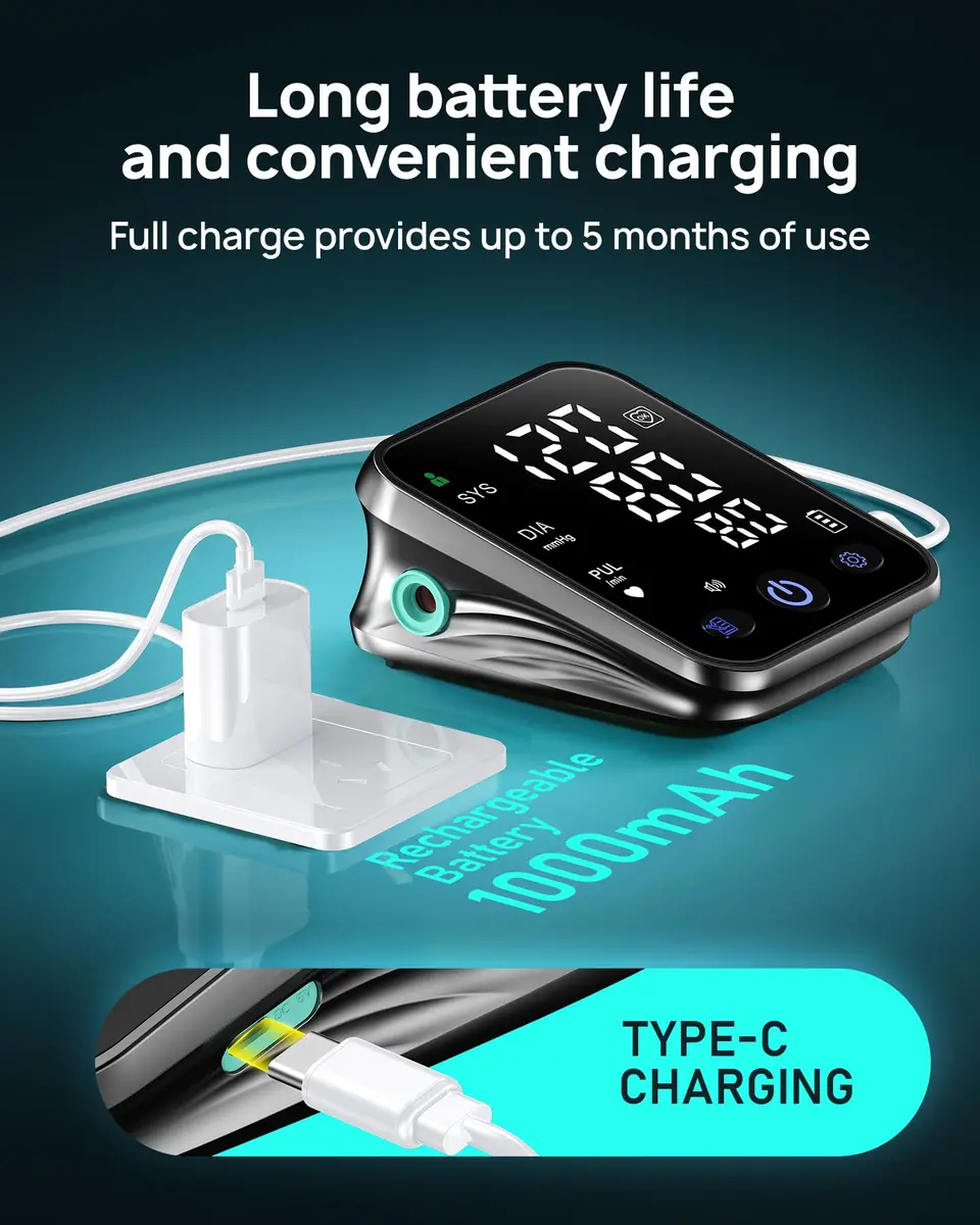 RunStar Smart Blood Pressure Monitor BP-206 with iOS & Android App | 20.3cm-42cm (8.6''-16.5'') Cuff, 12.7cm (5.0'') Display, 5-Month Battery - view 4