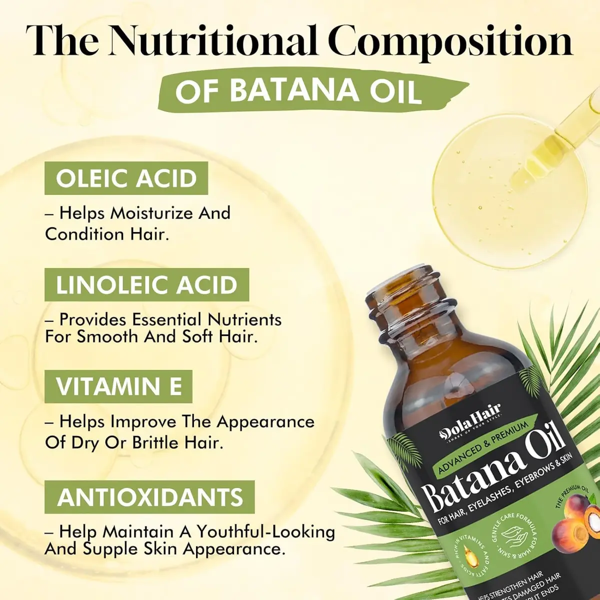 Dolahair Pure Batana Oil for Hair & Scalp 60ml (2.03 Fl Oz) | Natural Kernel Oil for Dry Hair Softness & Shine - view 2
