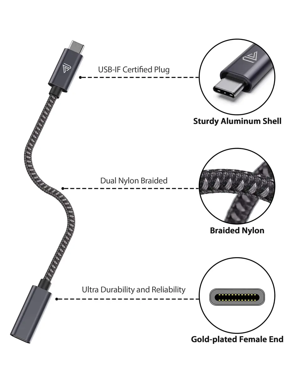 Faracent USB Type C Extension Cable 2M (6.6ft) | 10Gbps Data & 140W Charging - view 2