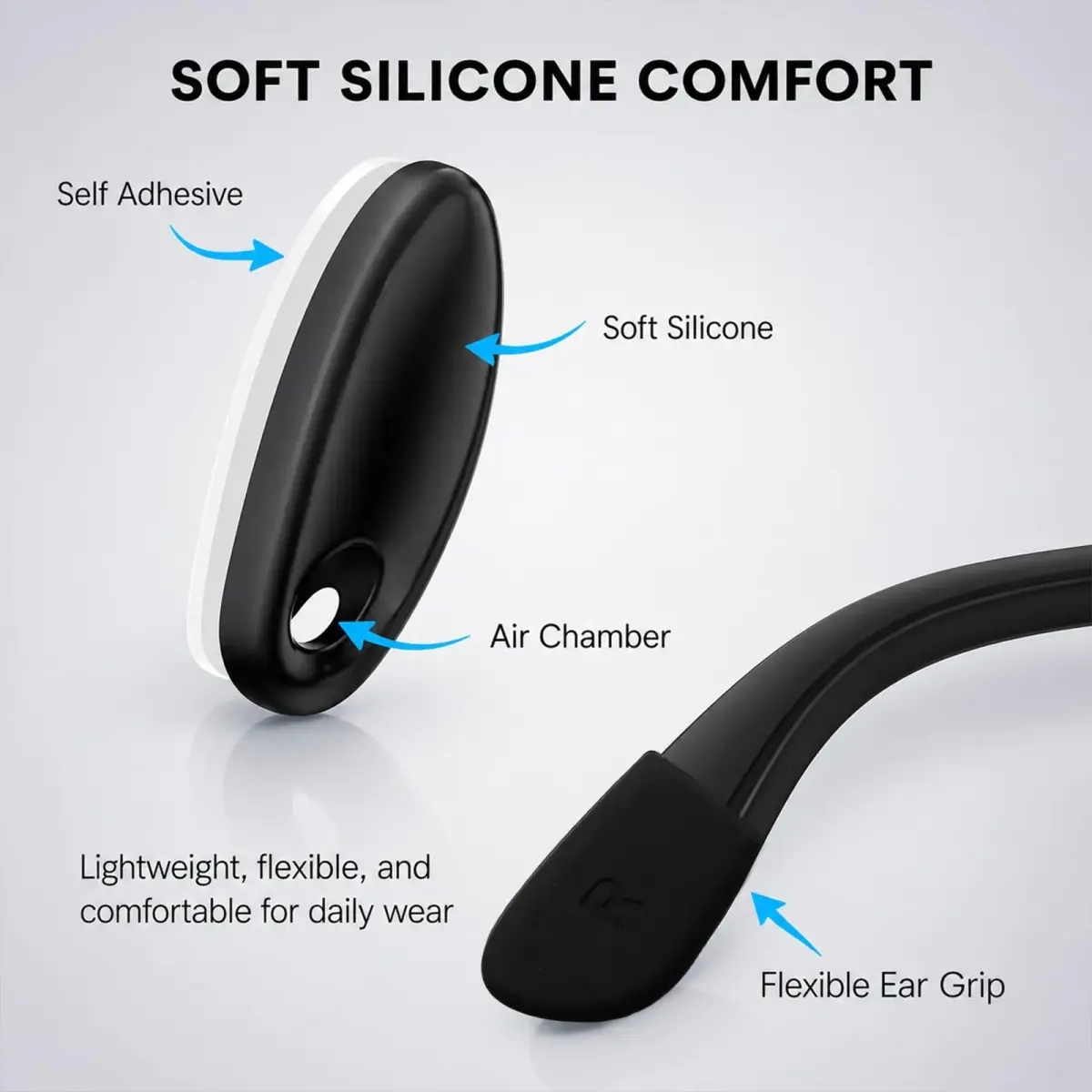 BandSmith Silicone Nose Pads & Ear Grips for Ray-Ban Meta Wayfarer | 8 Pairs Nose Pads + 1 Pair Ear Grips - view 5