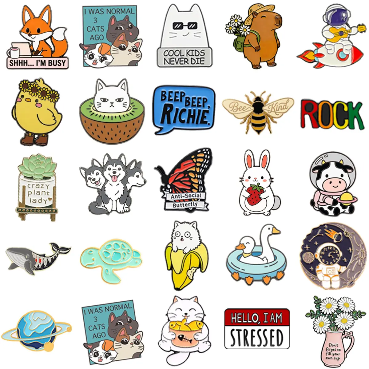 SINCCO Cute Enamel Backpack Pins, Funny Anime Lapel Pin Bulk Set - 70 Pieces - view 2
