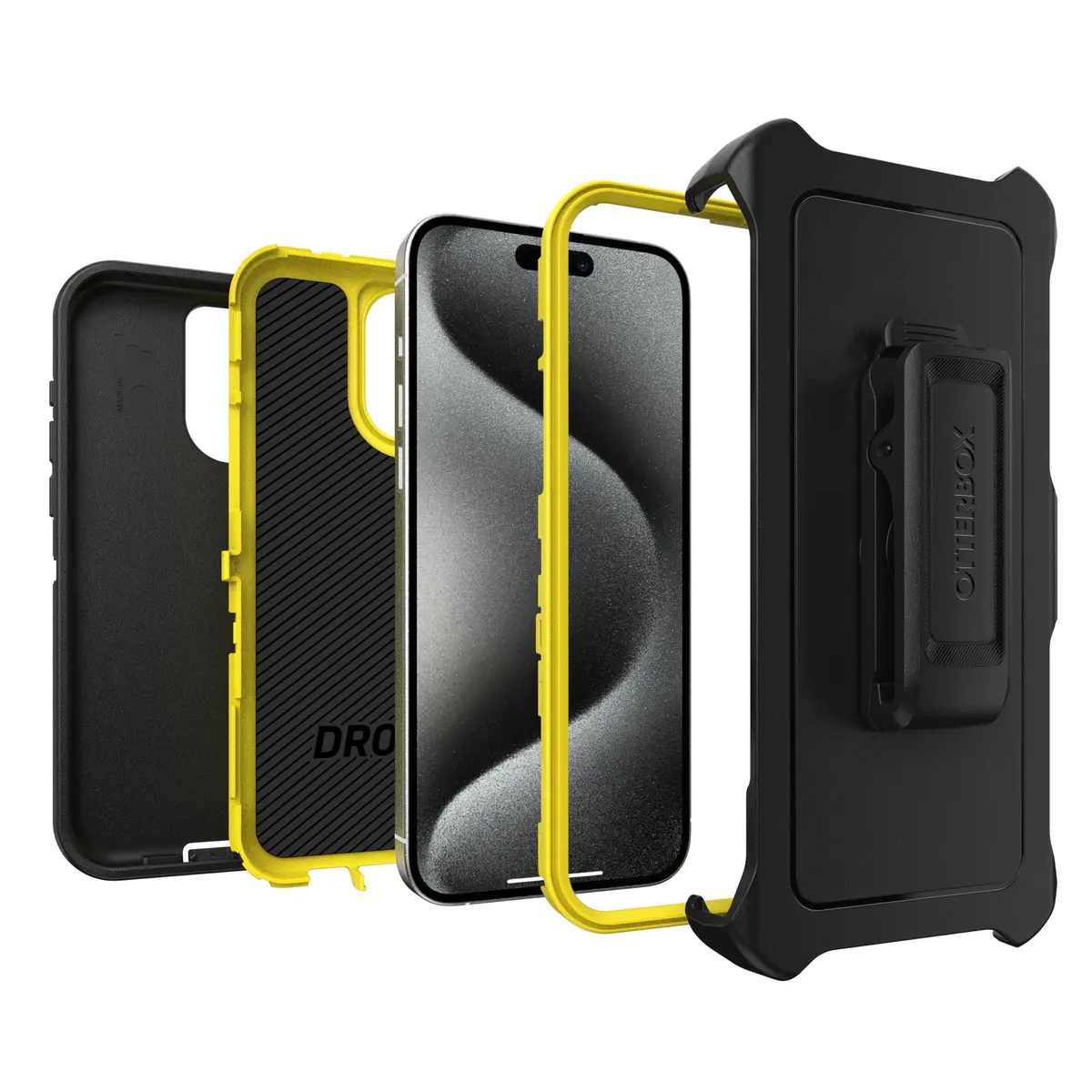 OtterBox Defender Series Case iPhone 15 Pro Max Night (Black & Yellow) | Rugged & Screenless - view 7
