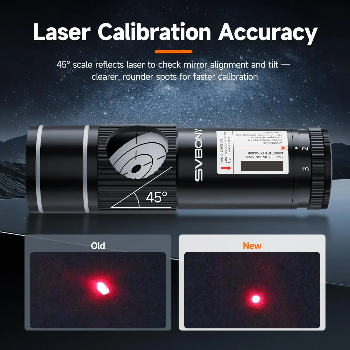 SVBONY SV121 Red Laser Collimator for Telescopes 1.25 Inch | Upgraded Triangular Screw Design & 3-Level Brightness Adjustment - view 4