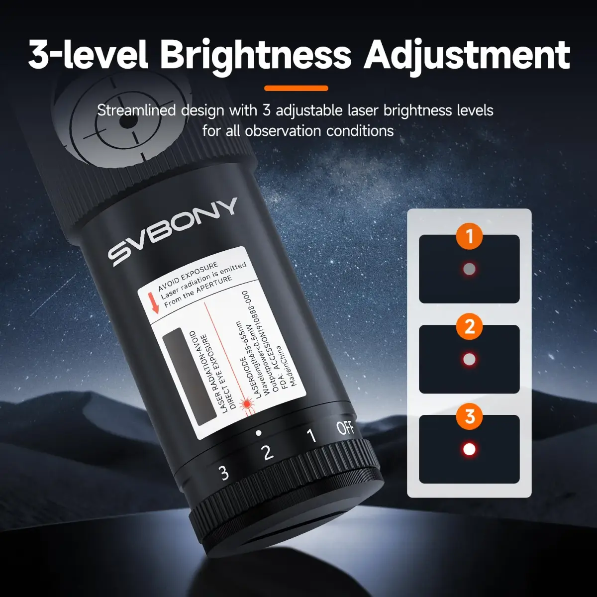 SVBONY SV121 Red Laser Collimator for Telescopes 1.25 Inch | Upgraded Triangular Screw Design & 3-Level Brightness Adjustment - view 5
