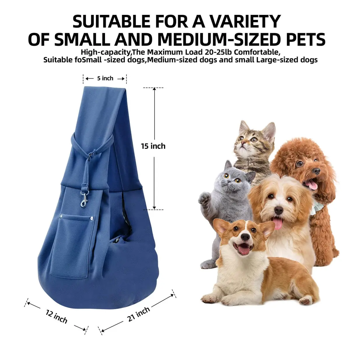 ARZQUT Dog and Cats Carrier Sling | Reversible Small Pet Carrier with Storage Pocket for Travel & Daily Use - view 5