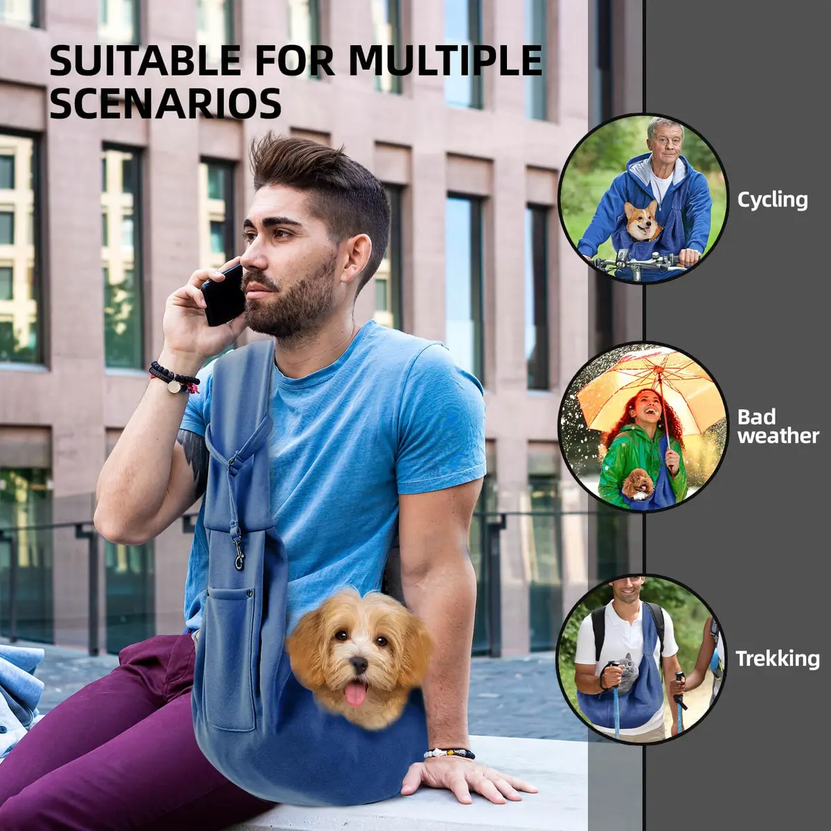 ARZQUT Dog and Cats Carrier Sling | Reversible Small Pet Carrier with Storage Pocket for Travel & Daily Use - view 2