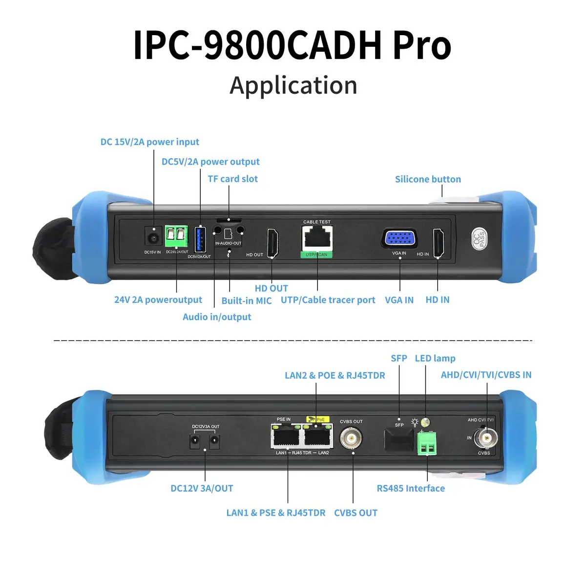 Rsrteng IPC-9800CADH Pro CCTV Tester 7” Touch Screen | 8K 32MP IP Camera Test, POE++ 90W, HD Coaxial Camera Test - view 2