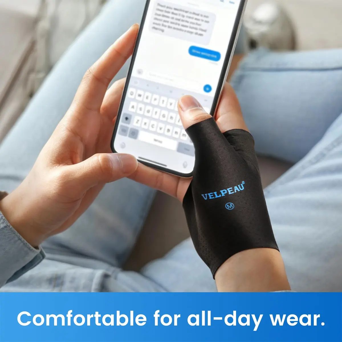 Velpeau Elastic Thumb Wrist Support Brace Large | Splashproof Compression Sleeve for Arthritis & Tendonitis - view 7