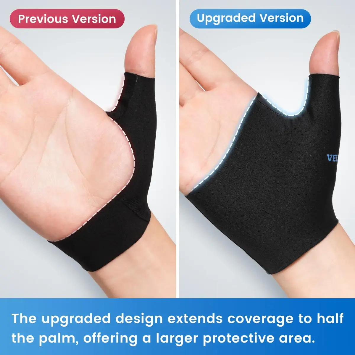 Velpeau Upgraded Short Version Black Large Elastic Thumb Wrist Support Brace - Pack of 2 - view 2